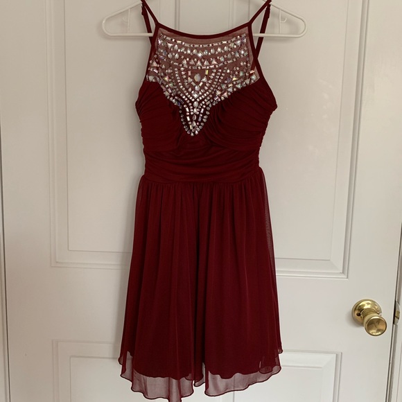 B Darlin Dresses & Skirts - B Darlin burgundy studded prom dress
